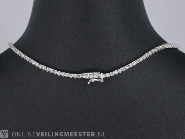 Gouden tennis collier met diamant 5.60 carat - afbeelding 7 van  9