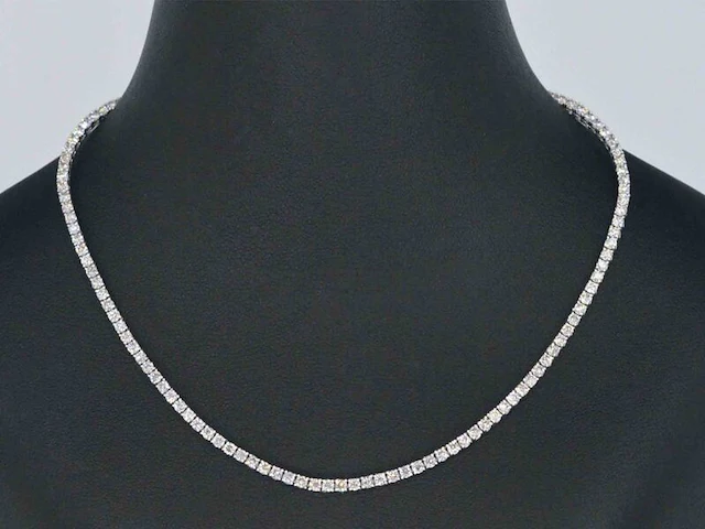 Gouden tennis collier met diamant 5.60 carat - afbeelding 1 van  9