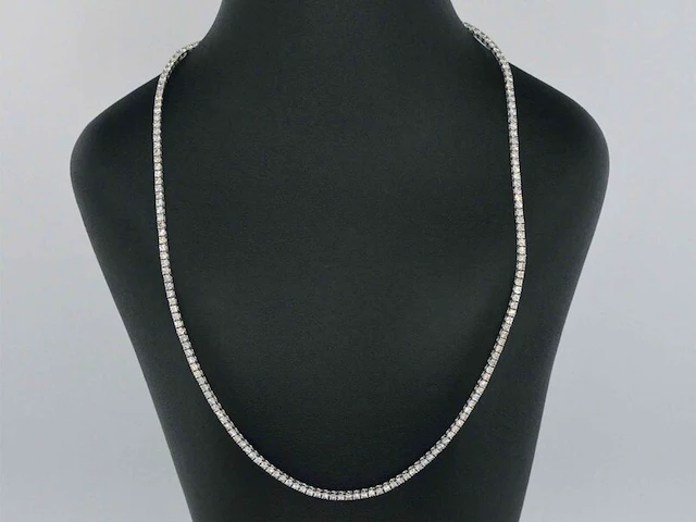 Gouden tennis collier met diamant 5.60 carat - afbeelding 2 van  9