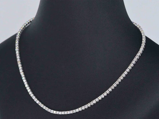 Gouden tennis collier met diamant 5.60 carat - afbeelding 3 van  9