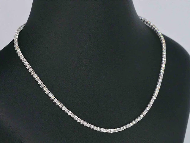 Gouden tennis collier met diamant 5.60 carat - afbeelding 4 van  9