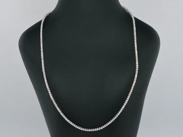Gouden tennis collier met diamant 5.60 carat - afbeelding 2 van  8