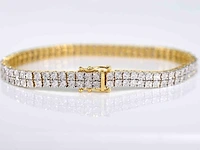 Gouden tennisarmband met 2 rijen diamanten 1.50 carat - afbeelding 1 van  8