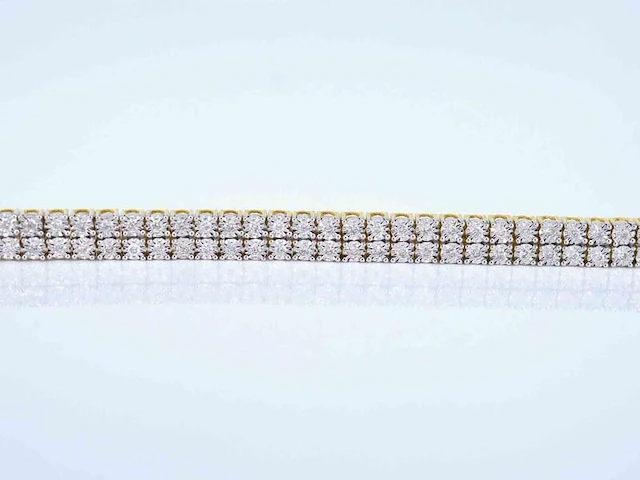 Gouden tennisarmband met 2 rijen diamanten 1.50 carat - afbeelding 3 van  8