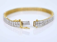 Gouden tennisarmband met 2 rijen diamanten 1.50 carat - afbeelding 5 van  8