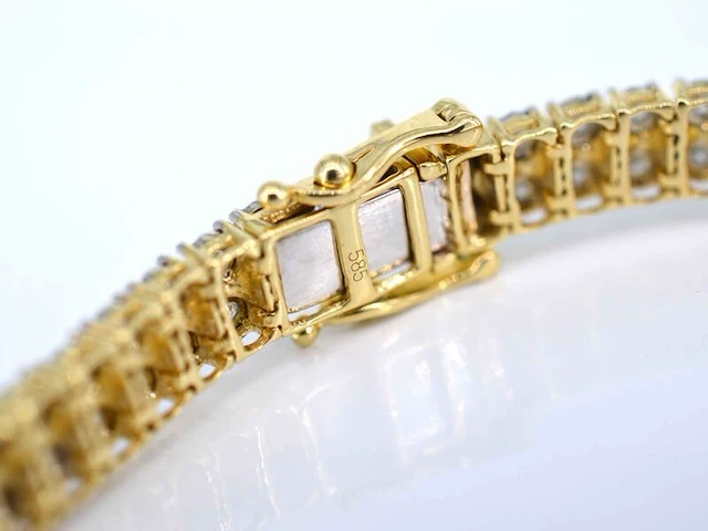 Gouden tennisarmband met 2 rijen diamanten 1.50 carat - afbeelding 6 van  8