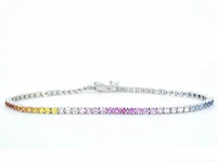 Gouden tennisarmband met 3.00 carat saffieren - afbeelding 3 van  10