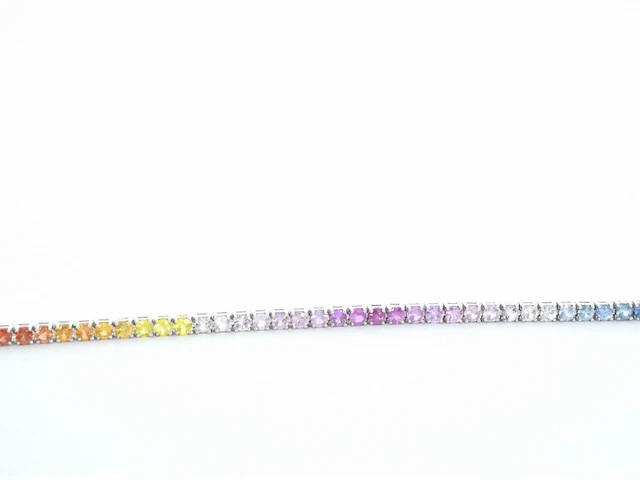 Gouden tennisarmband met 3.00 carat saffieren - afbeelding 6 van  10