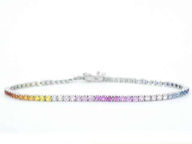 Gouden tennisarmband met 3.00 carat saffieren - afbeelding 4 van  10