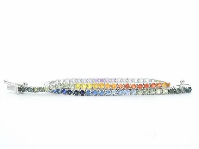 Gouden tennisarmband met 3.60 carat saffieren - afbeelding 1 van  9
