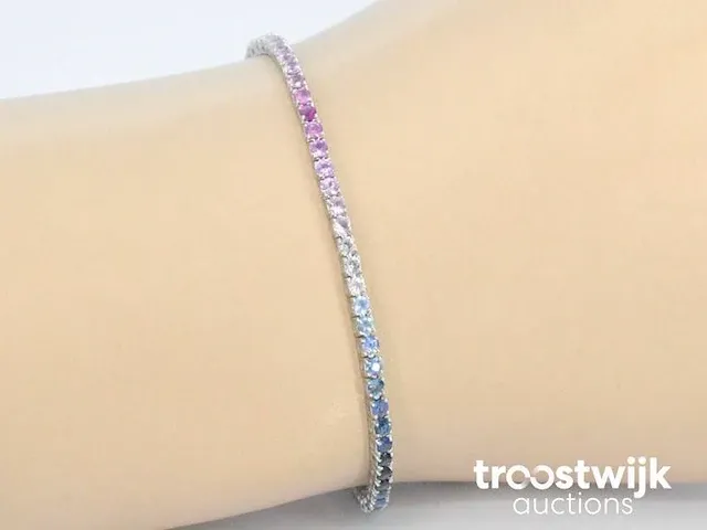 Gouden tennisarmband met 3.60 carat saffieren - afbeelding 2 van  9