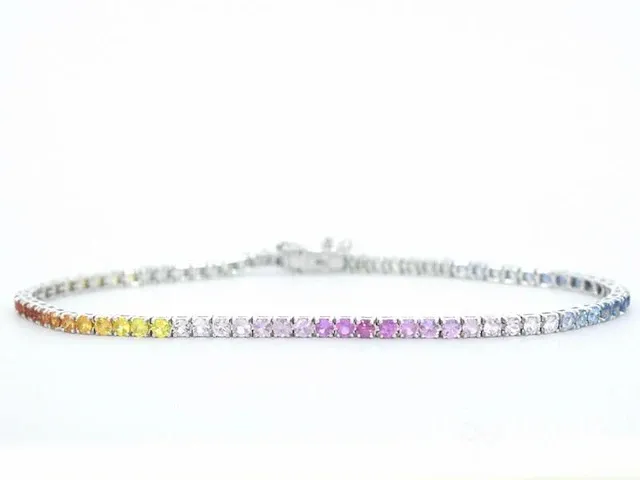Gouden tennisarmband met 3.60 carat saffieren - afbeelding 3 van  9