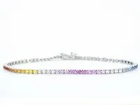 Gouden tennisarmband met 3.60 carat saffieren - afbeelding 3 van  9