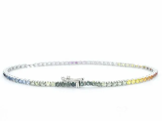 Gouden tennisarmband met 3.60 carat saffieren - afbeelding 4 van  9