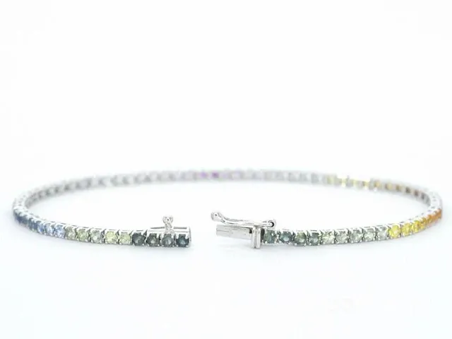 Gouden tennisarmband met 3.60 carat saffieren - afbeelding 5 van  9