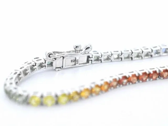 Gouden tennisarmband met 3.60 carat saffieren - afbeelding 8 van  9