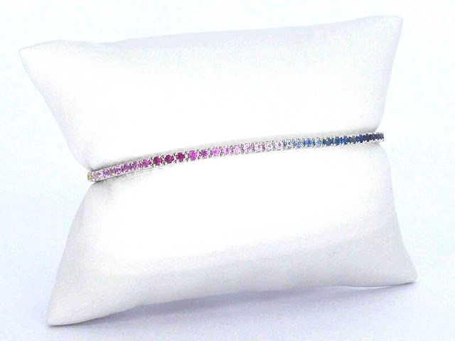 Gouden tennisarmband met 3.60 carat saffieren - afbeelding 4 van  8