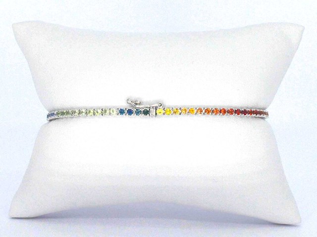 Gouden tennisarmband met 3.60 carat saffieren - afbeelding 6 van  8