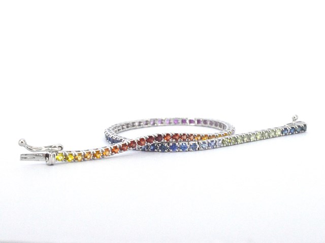 Gouden tennisarmband met 3.60 carat saffieren - afbeelding 8 van  8