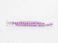 Gouden tennisarmband met 6.00 carat aan roze saffieren - afbeelding 1 van  9