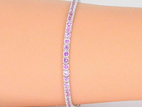 Gouden tennisarmband met 6.00 carat aan roze saffieren - afbeelding 2 van  8