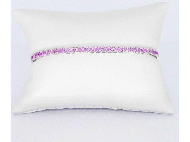 Gouden tennisarmband met 6.00 carat aan roze saffieren - afbeelding 6 van  8