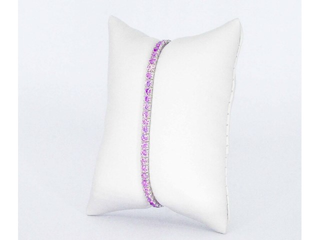 Gouden tennisarmband met 6.00 carat aan roze saffieren - afbeelding 8 van  8