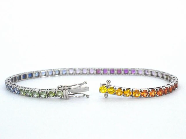 Gouden tennisarmband met 8.50 carat saffieren - afbeelding 4 van  10