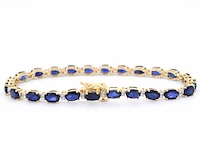 Gouden tennisarmband met diamanten en saffier - afbeelding 3 van  9