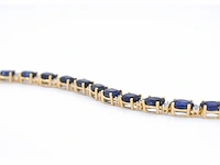 Gouden tennisarmband met diamanten en saffier - afbeelding 5 van  9