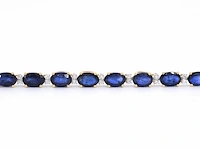 Gouden tennisarmband met diamanten en saffier - afbeelding 6 van  9
