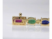 Gouden tennisarmband met diamanten, saffier, robijn en smaragd - afbeelding 3 van  7