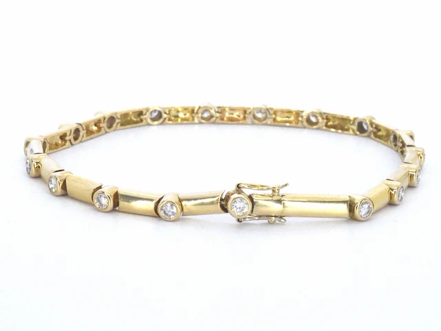 Gouden tennisarmband met diamanten schakels - afbeelding 4 van  10