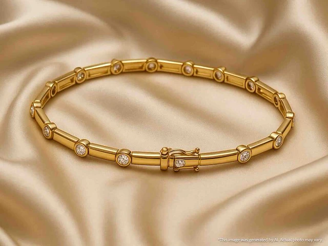 Gouden tennisarmband met diamanten schakels - afbeelding 8 van  10