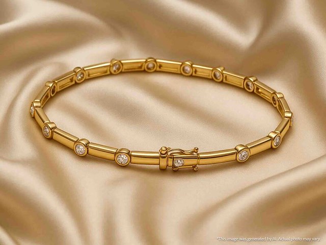 Gouden tennisarmband met diamanten schakels - afbeelding 9 van  9