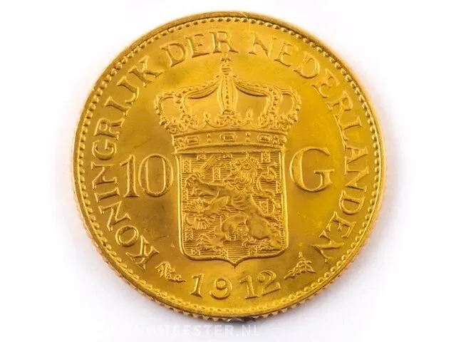 Gouden tientje wilhelmina 1912 - afbeelding 2 van  2