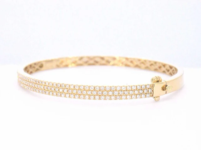 Gouden vaste armband met briljant geslepen diamant - afbeelding 6 van  12