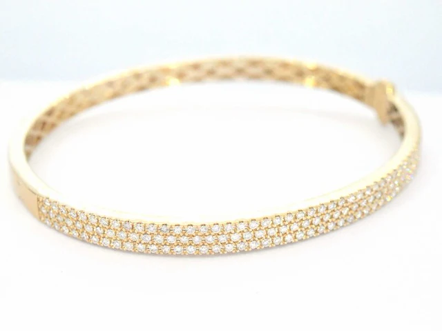 Gouden vaste armband met briljant geslepen diamant - afbeelding 7 van  12