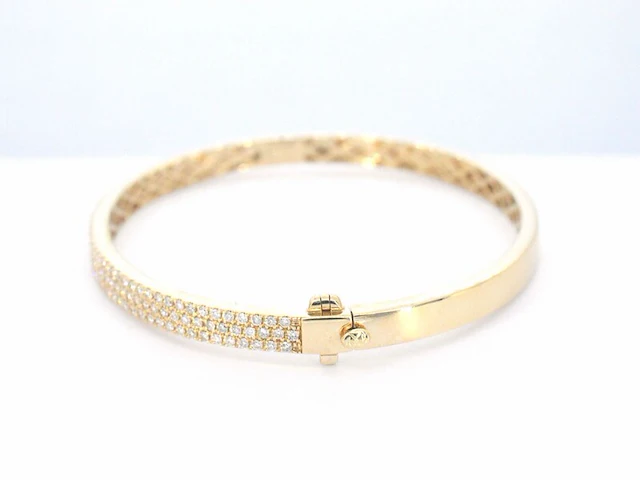 Gouden vaste armband met briljant geslepen diamant - afbeelding 8 van  12