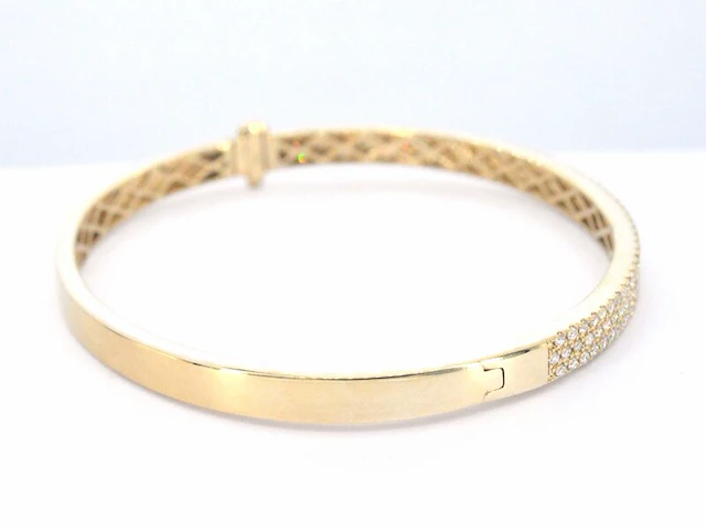 Gouden vaste armband met briljant geslepen diamant - afbeelding 10 van  12