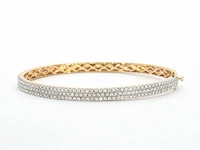 Gouden vaste armband met briljant geslepen diamant - afbeelding 1 van  10