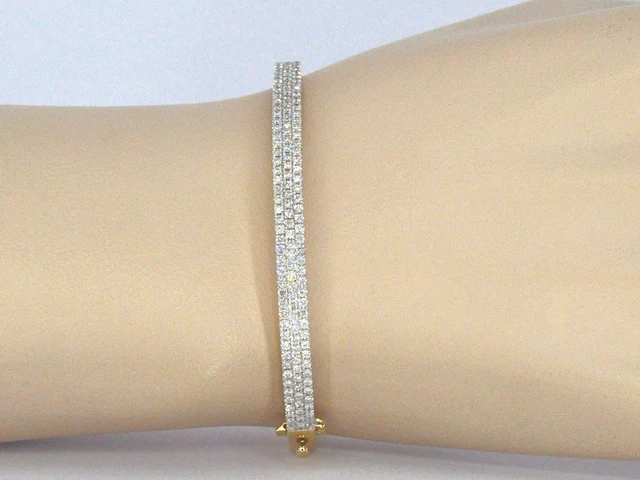 Gouden vaste armband met briljant geslepen diamant - afbeelding 3 van  10