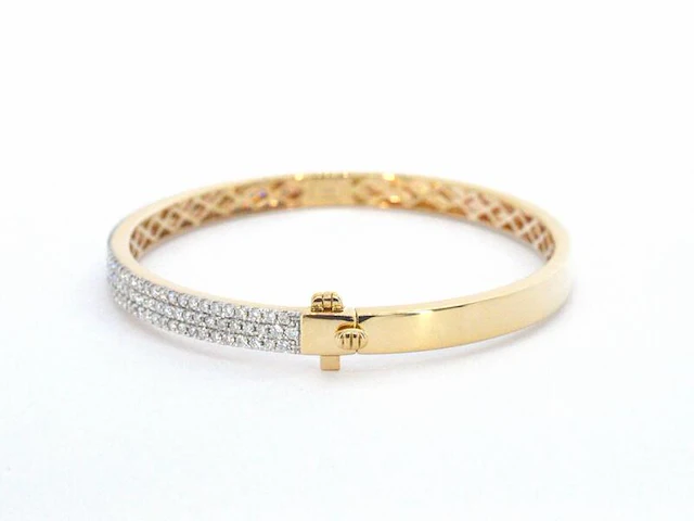 Gouden vaste armband met briljant geslepen diamant - afbeelding 7 van  10