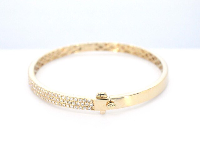 Gouden vaste armband met briljant geslepen diamant - afbeelding 5 van  8