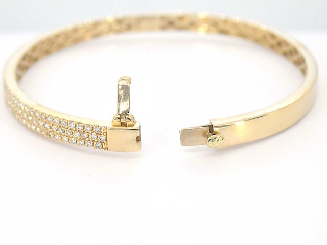 Gouden vaste armband met briljant geslepen diamant - afbeelding 6 van  8