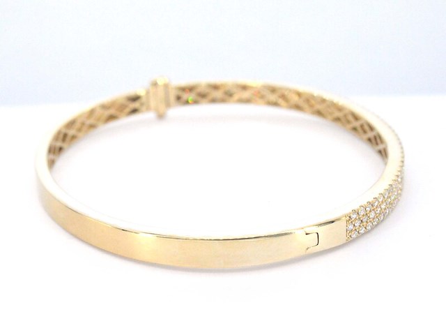 Gouden vaste armband met briljant geslepen diamant - afbeelding 7 van  8
