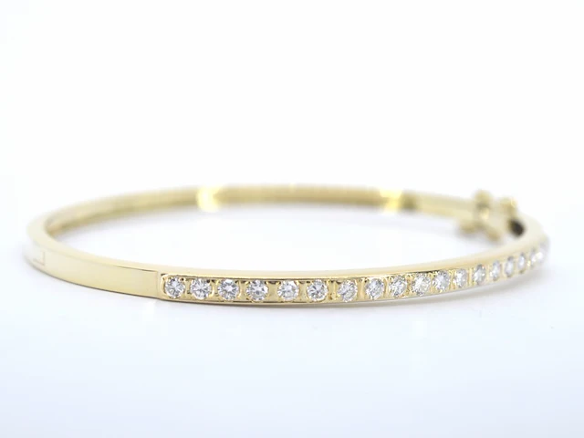 Gouden vaste armband met briljant geslepen diamanten - afbeelding 4 van  10