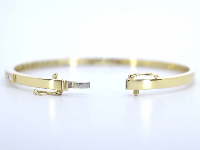 Gouden vaste armband met briljant geslepen diamanten - afbeelding 7 van  10