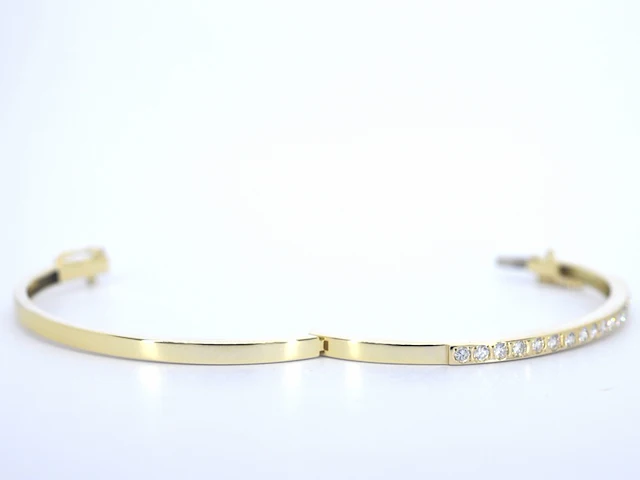 Gouden vaste armband met briljant geslepen diamanten - afbeelding 8 van  10