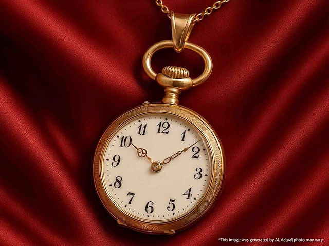 Gouden zakhorloge, excl. ketting - afbeelding 2 van  9